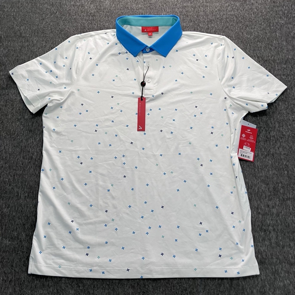 Redvanly Golf Polo Shirt Mens Size XL White Savile Geometric Performance